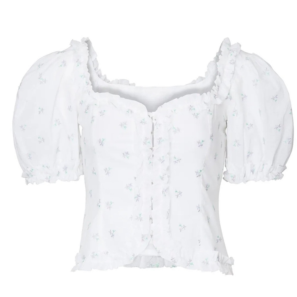 For Love And Lemons White Floral Blouse - Picture 2 of 2